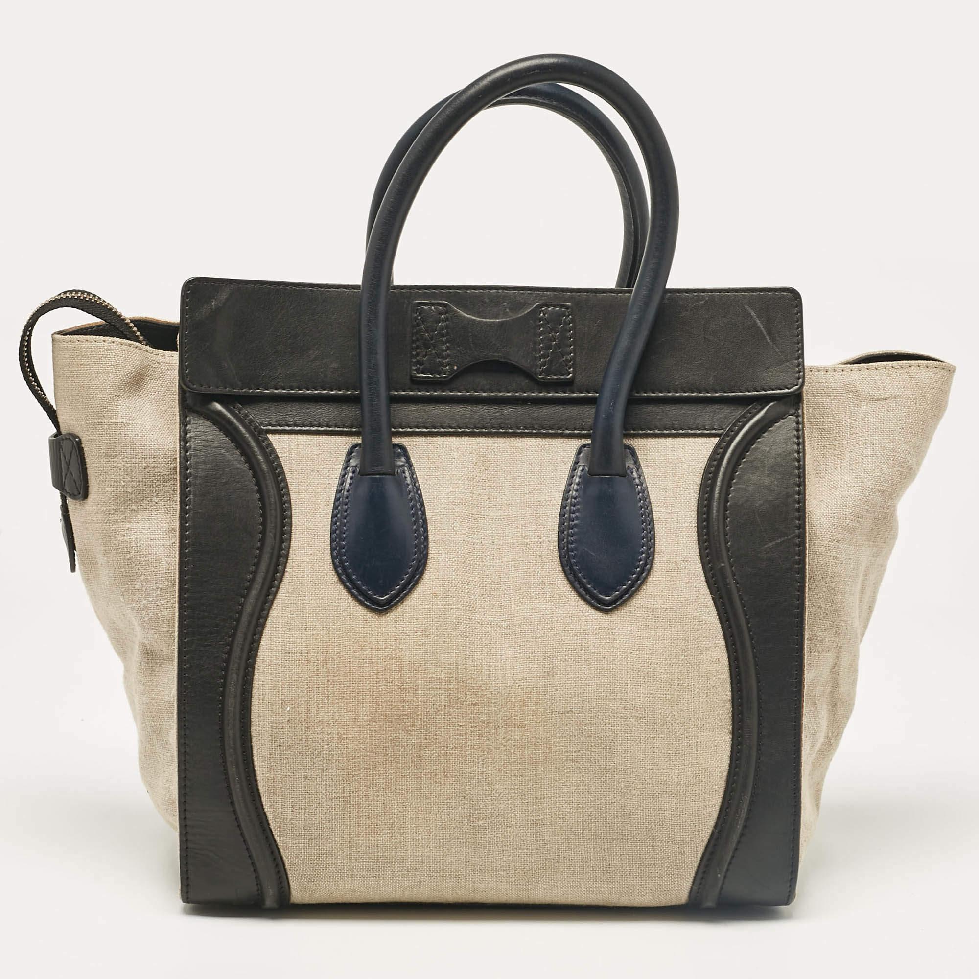 Celine Multicolor Canvas and Leather Mini Luggage Tote In Fair Condition In Dubai, Al Qouz 2