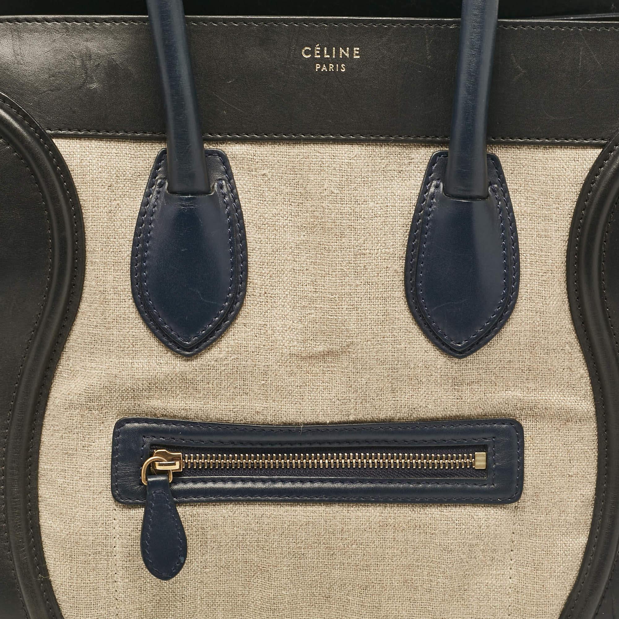 Women's Celine Multicolor Canvas and Leather Mini Luggage Tote