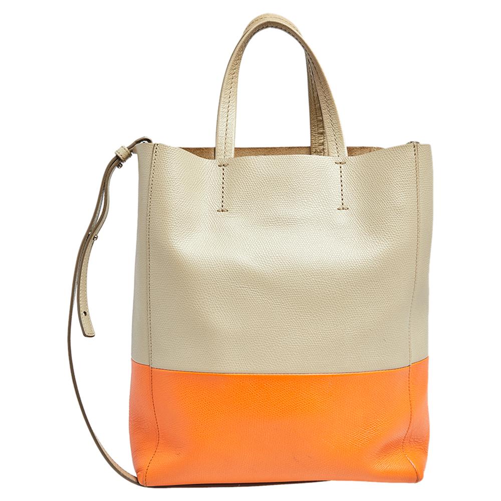 Celine Multicolor Grained Leather Small Vertical Cabas Tote For Sale 3