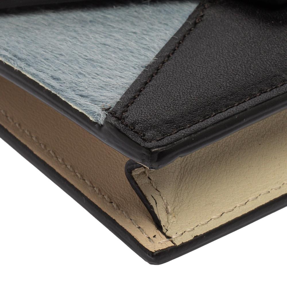 Women's Celine Multicolor Leather and Calfhair Diamond Card Case
