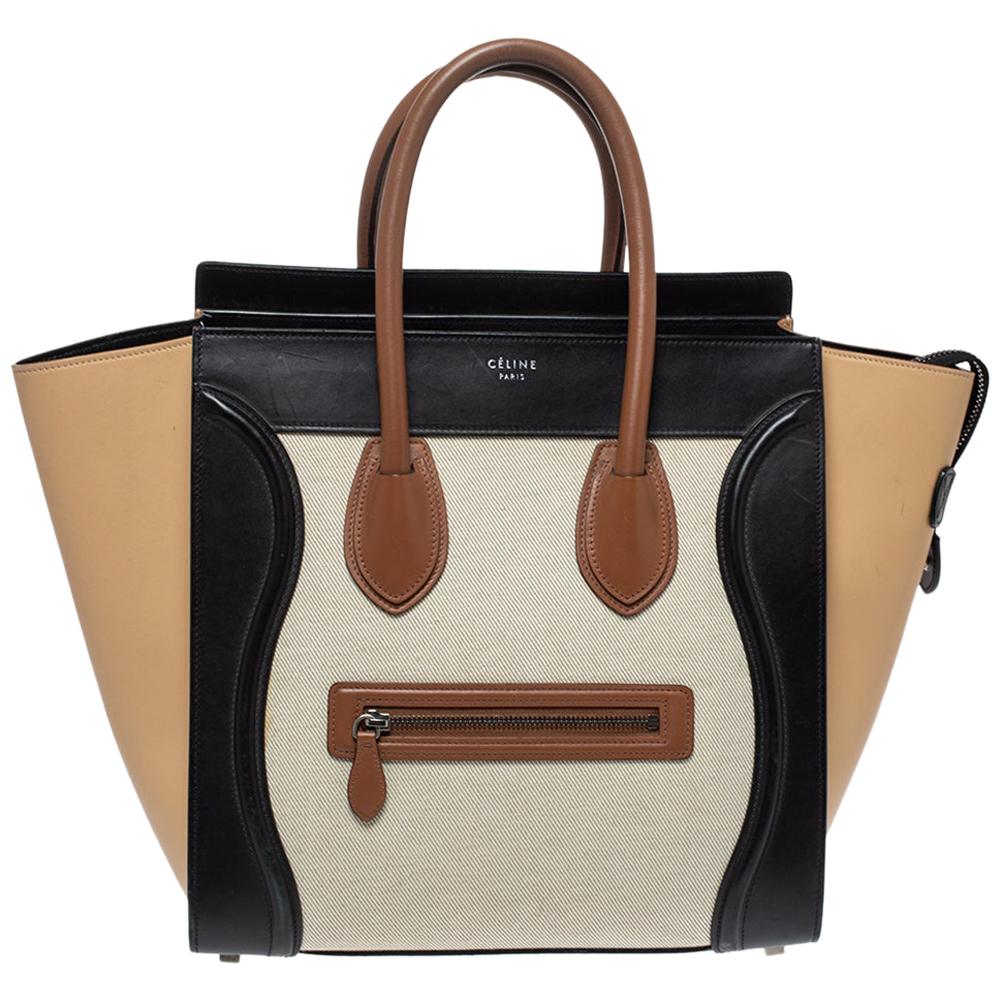 Celine Multicolor Leather and Canvas Mini Luggage Tote at 1stDibs