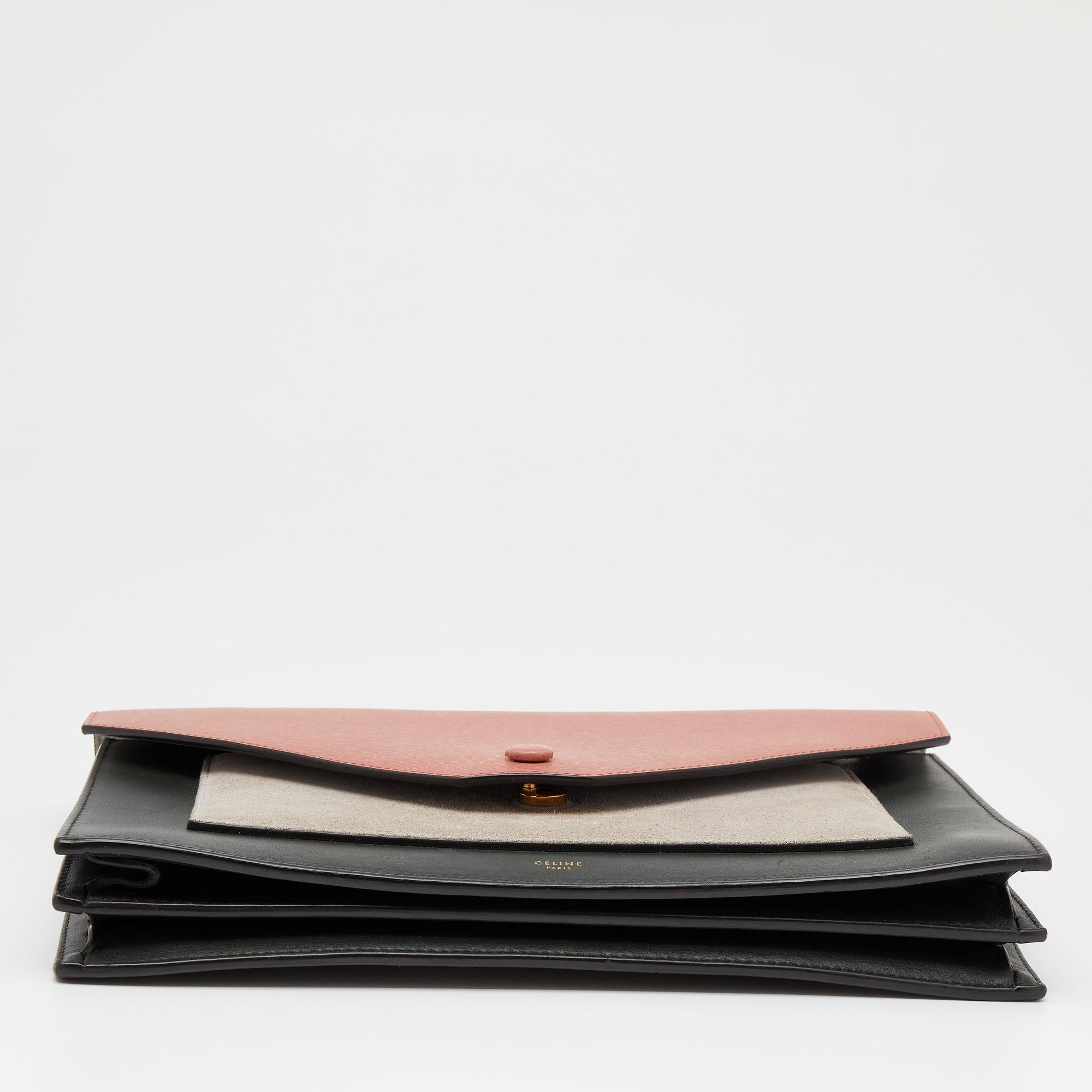 Celine Multicolor Leather And Suede Envelope Shoulder Bag 5