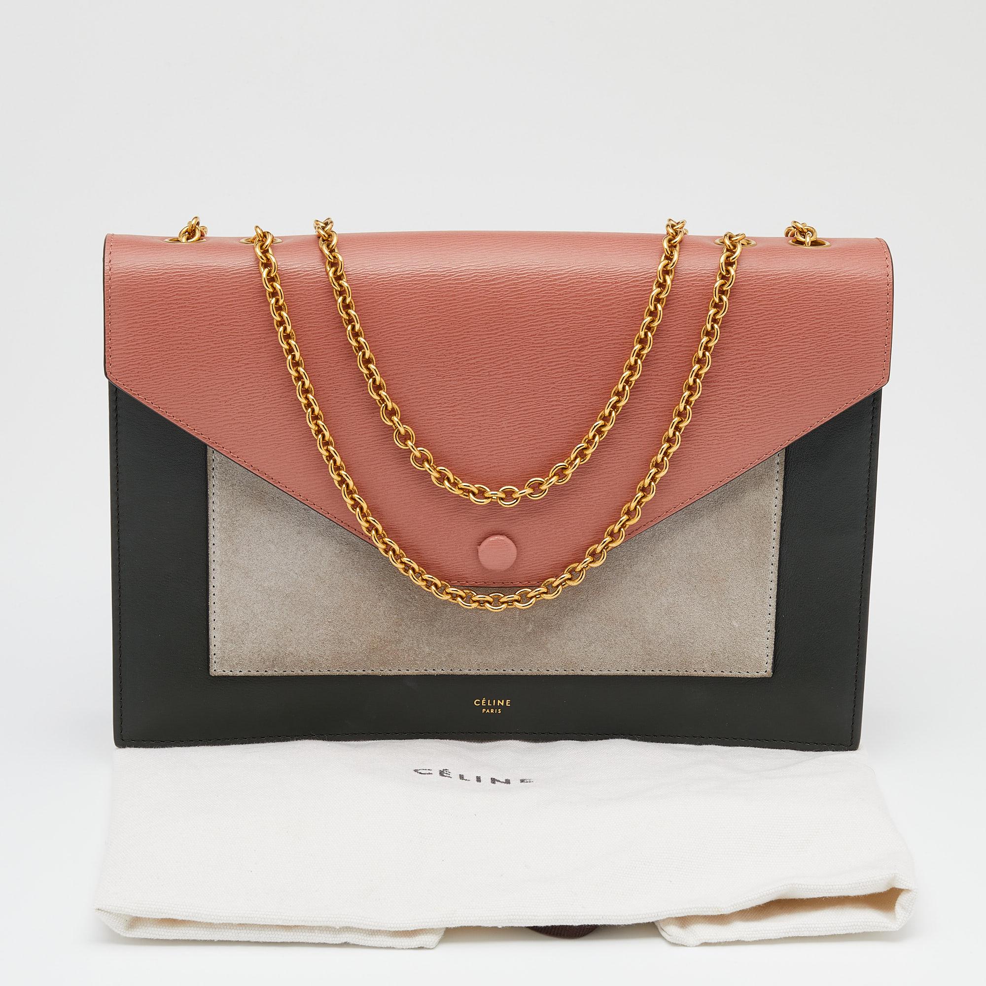 Celine Multicolor Leather And Suede Envelope Shoulder Bag 6