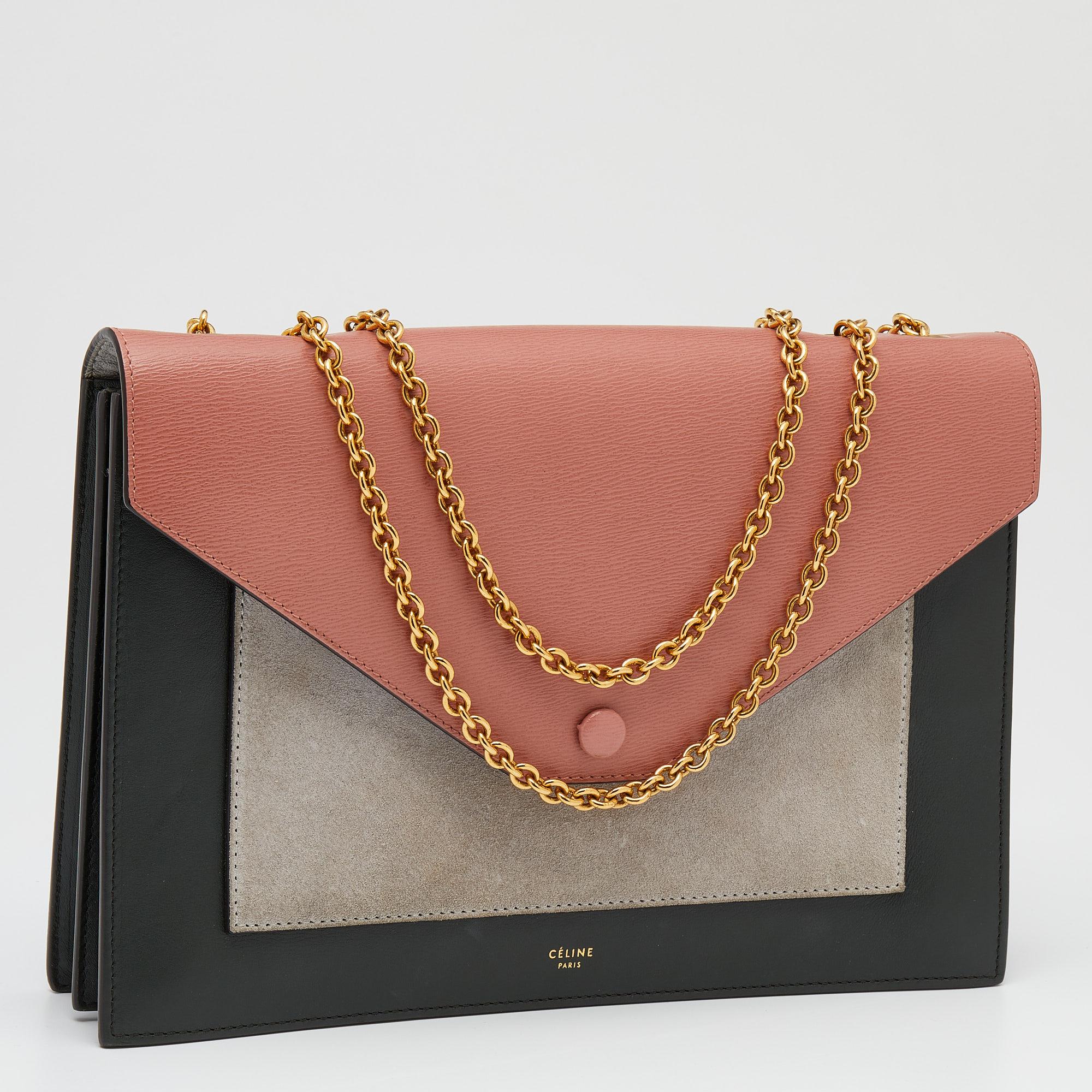 Celine Multicolor Leather And Suede Envelope Shoulder Bag 1