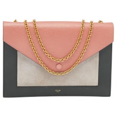 Celine Multicolor Leather And Suede Envelope Shoulder Bag