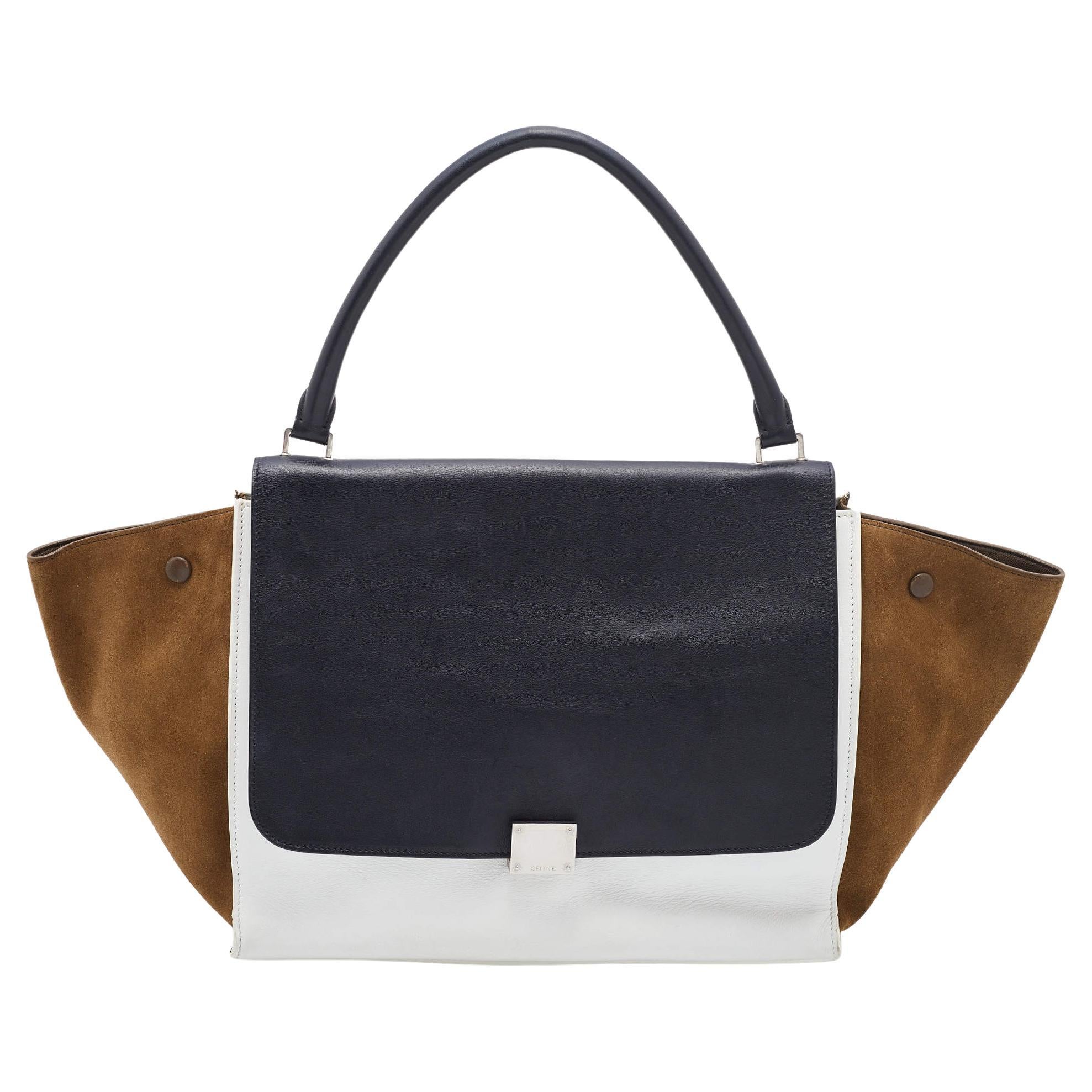 Celine Multicolor Leather and Suede Large Trapeze Top Handle Bag