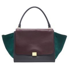 Celine Multicolor Leather and Suede Large Trapeze Top Handle Bag
