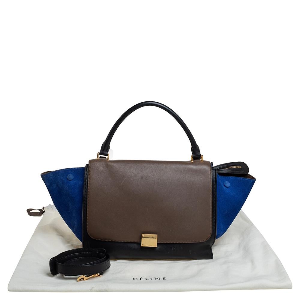 Celine Multicolor Leather and Suede Medium Trapeze Top Handle Bag 8