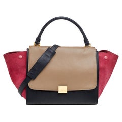 Celine Multicolor Leather And Suede Medium Trapeze Top Handle Bag