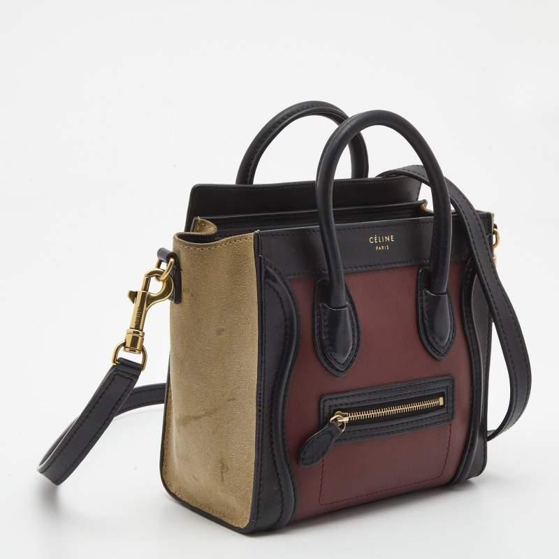 Céline Multicolor Leather and Suede Nano Luggage Tote For Sale 6