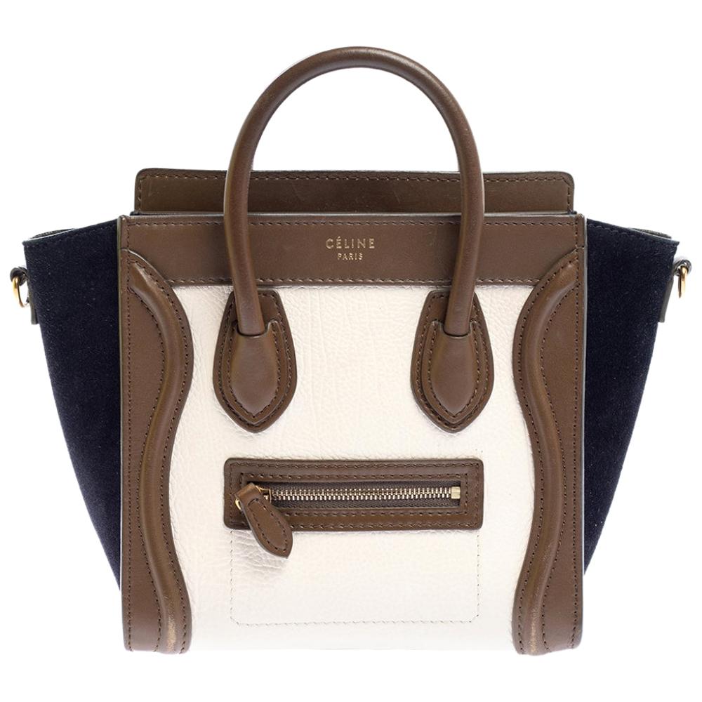 Celine Multicolor Leather and Suede Nano Luggage Tote