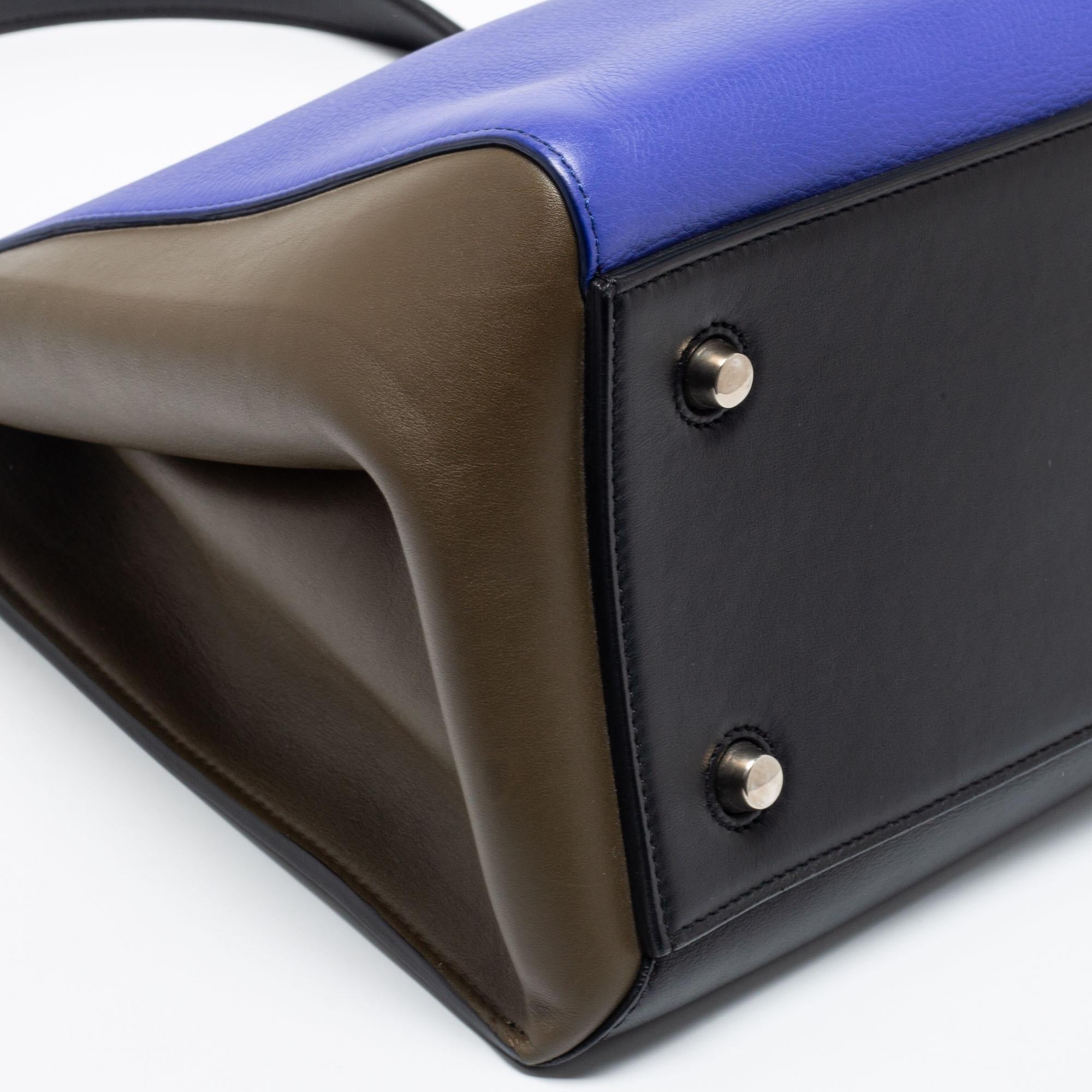 Celine Multicolor Leather Medium Edge Top Handle Bag In Good Condition In Dubai, Al Qouz 2