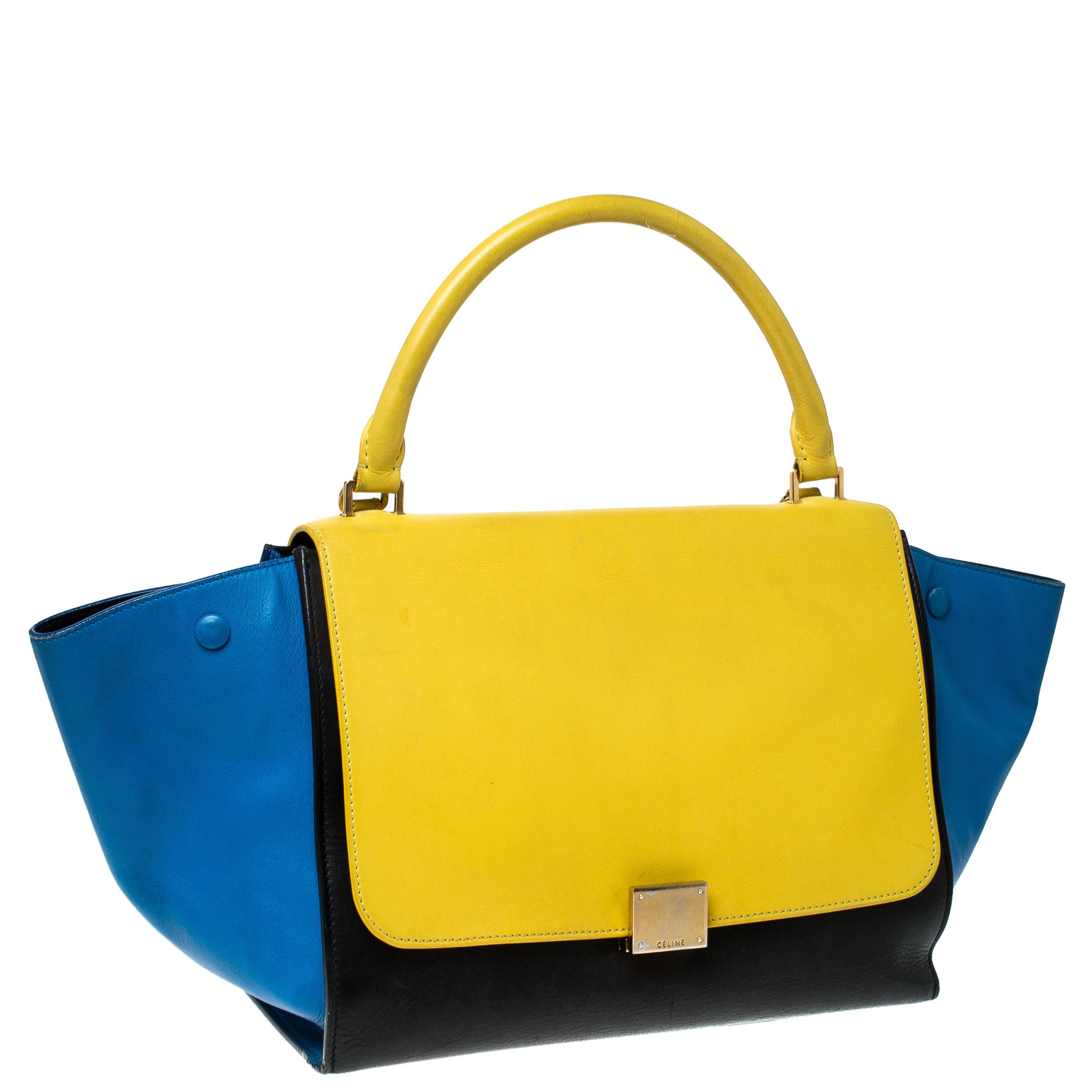 Celine Multicolor Leather Medium Trapeze Bag In Good Condition In Dubai, Al Qouz 2