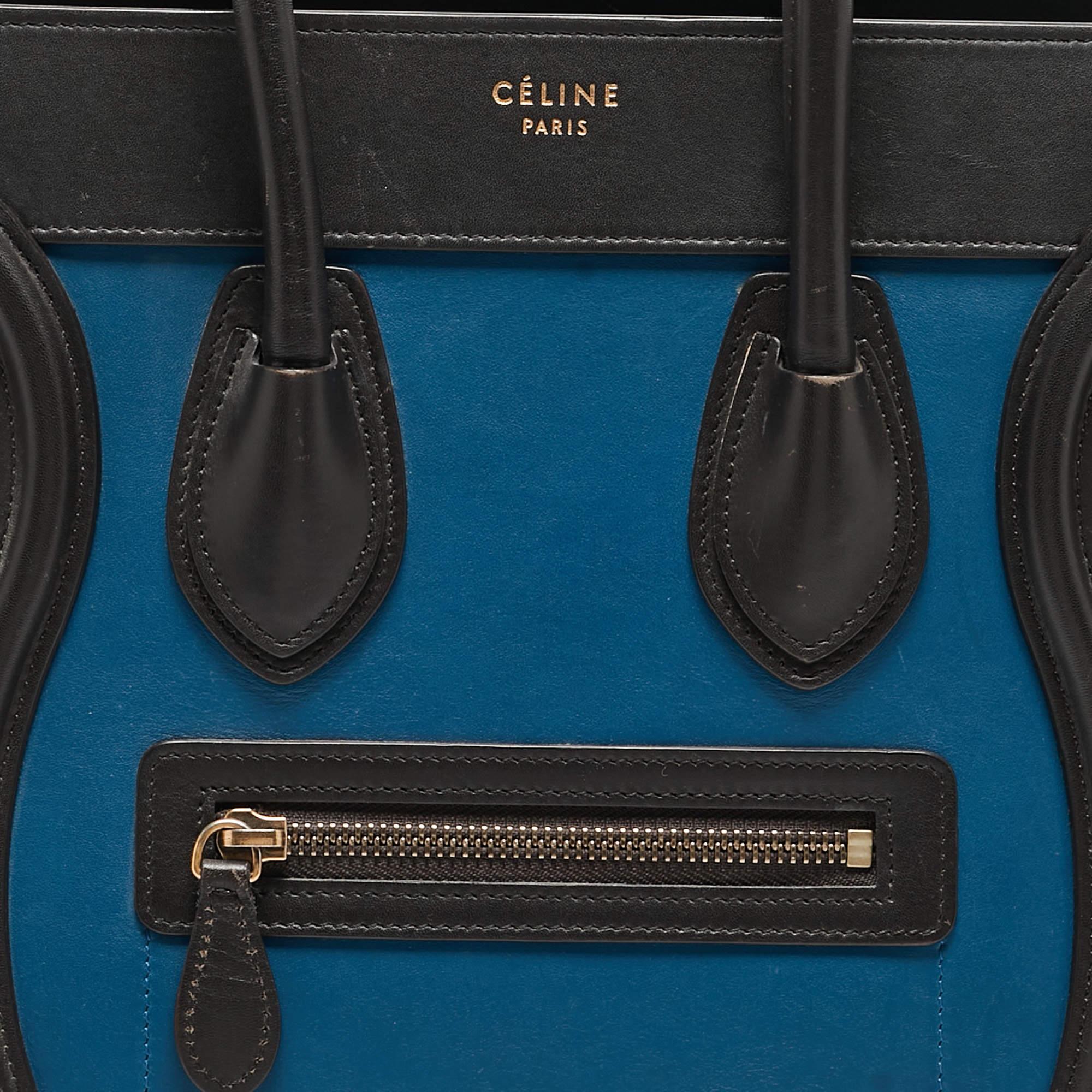 Sac à main Celine Micro Luggage Fourre-tout en cuir multicolore en vente 15