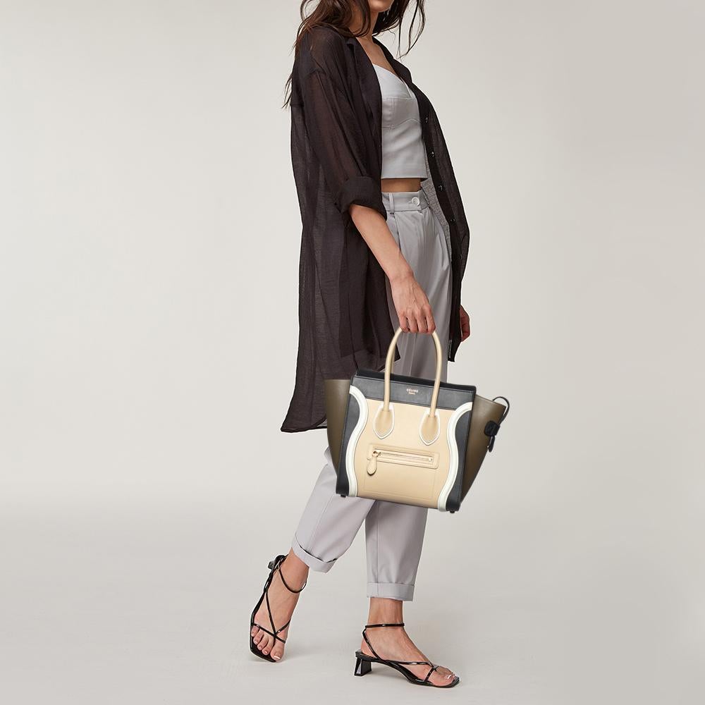 Brown Celine Multicolor Leather Micro Luggage Tote
