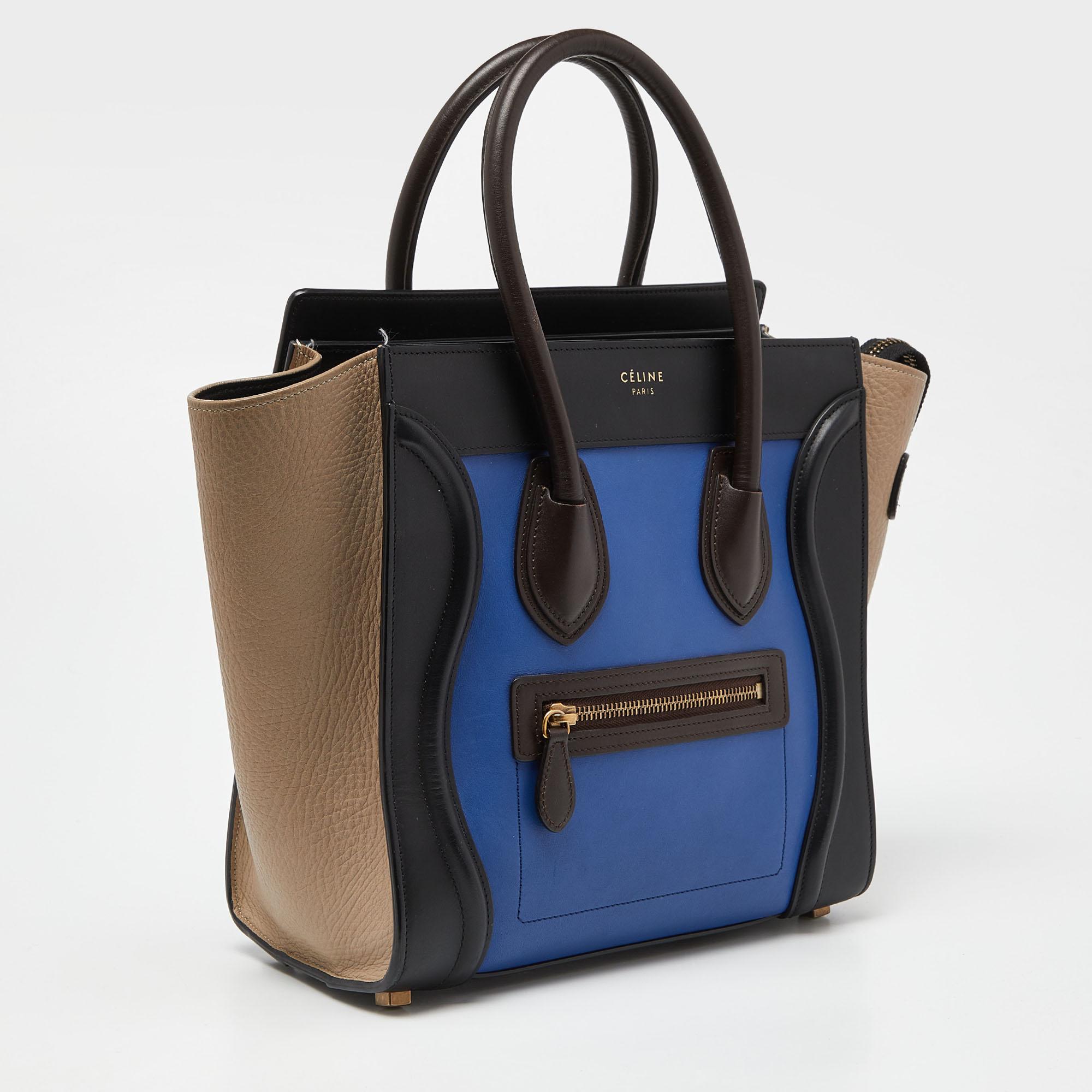 Celine Multicolor Leather Micro Luggage Tote In Good Condition For Sale In Dubai, Al Qouz 2