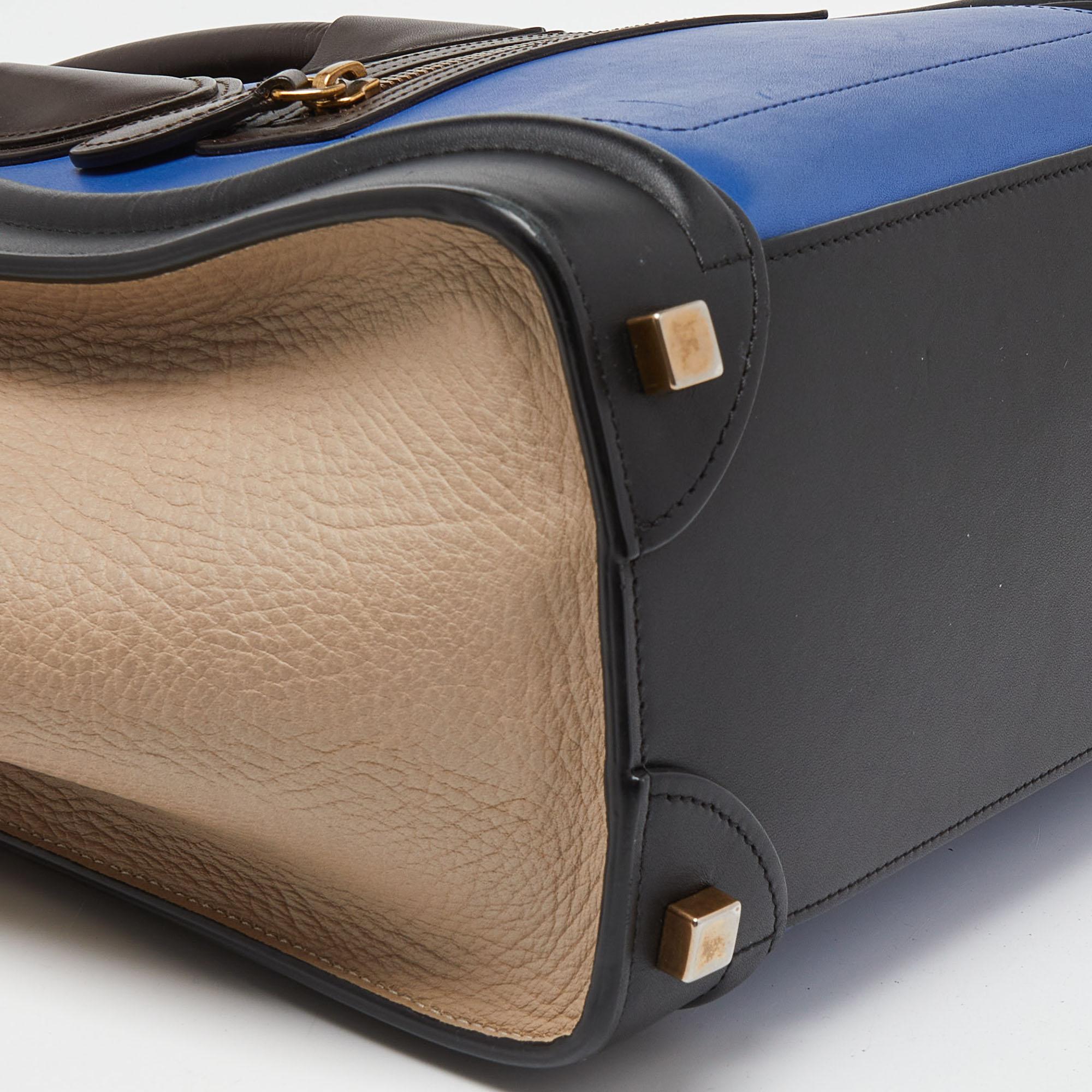 Sac à main Celine Micro Luggage Fourre-tout en cuir multicolore en vente 2
