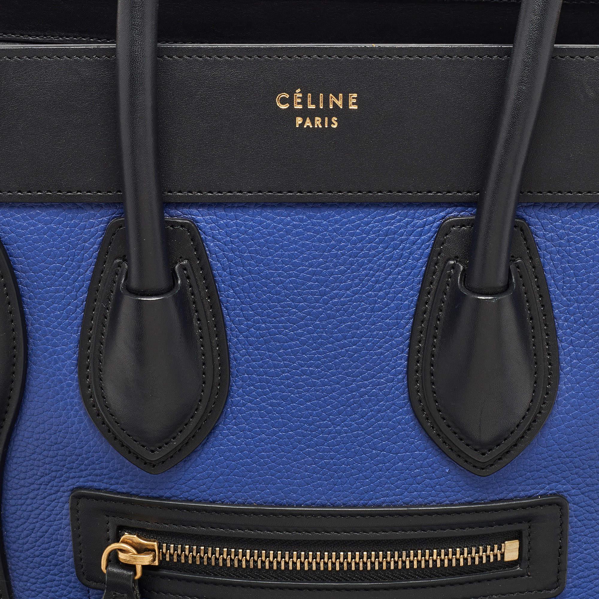 Sac à main Celine Micro Luggage Fourre-tout en cuir multicolore en vente 4