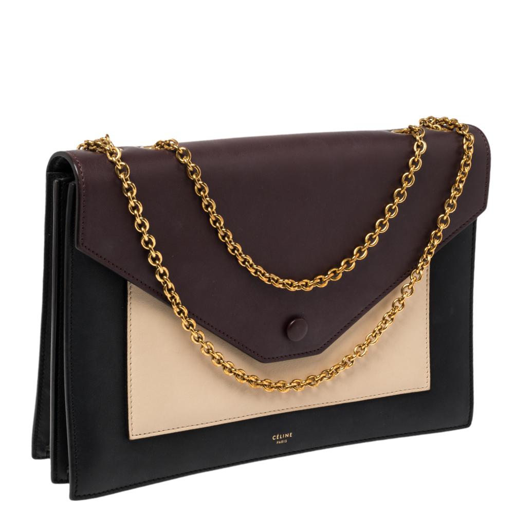 Black Celine Multicolor Leather Pocket Envelope Shoulder Bag