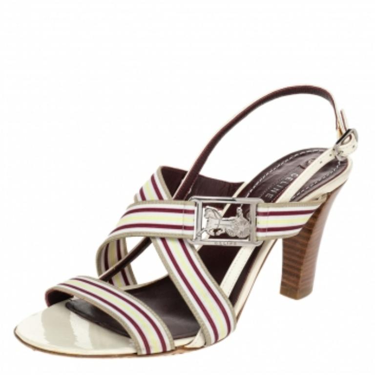 Celine Sandalias de piel multicolor con puntera abierta tamaño 37 Beige en venta