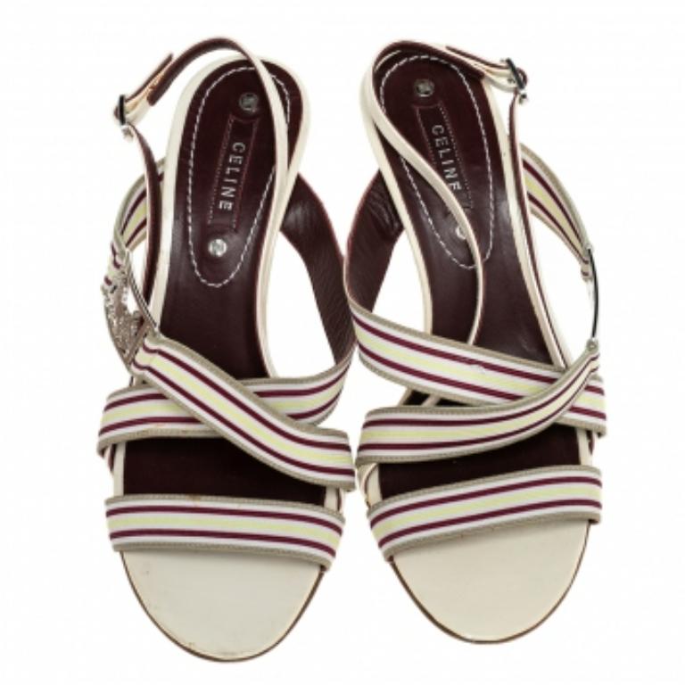 Celine Sandalias de piel multicolor con puntera abierta tamaño 37 en venta 2