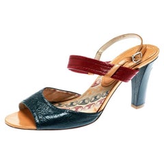 Celine Multicolor Leather Slingback Open Toe Sandals Size 39.5