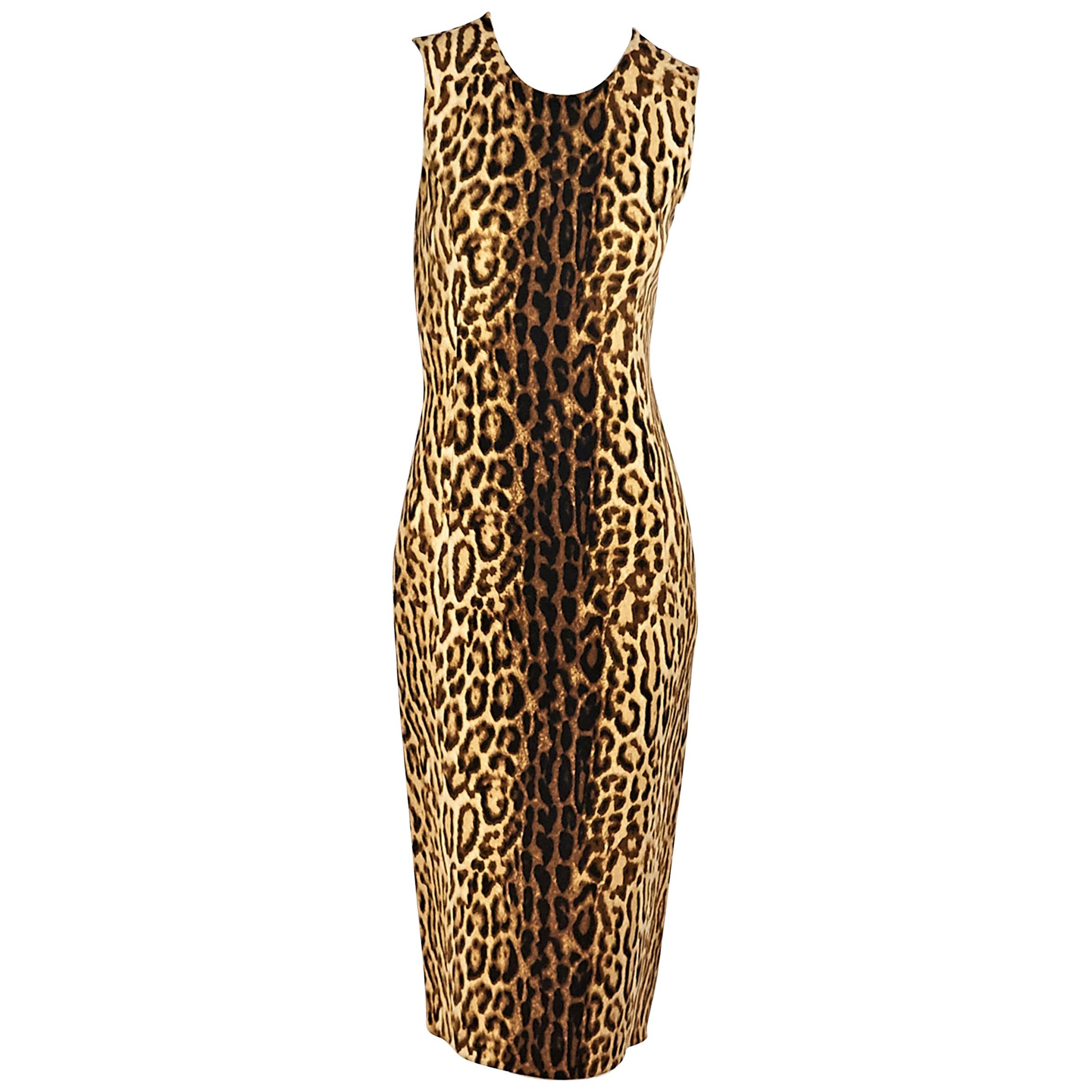 Celine Multicolor Leopard Sheath Dress