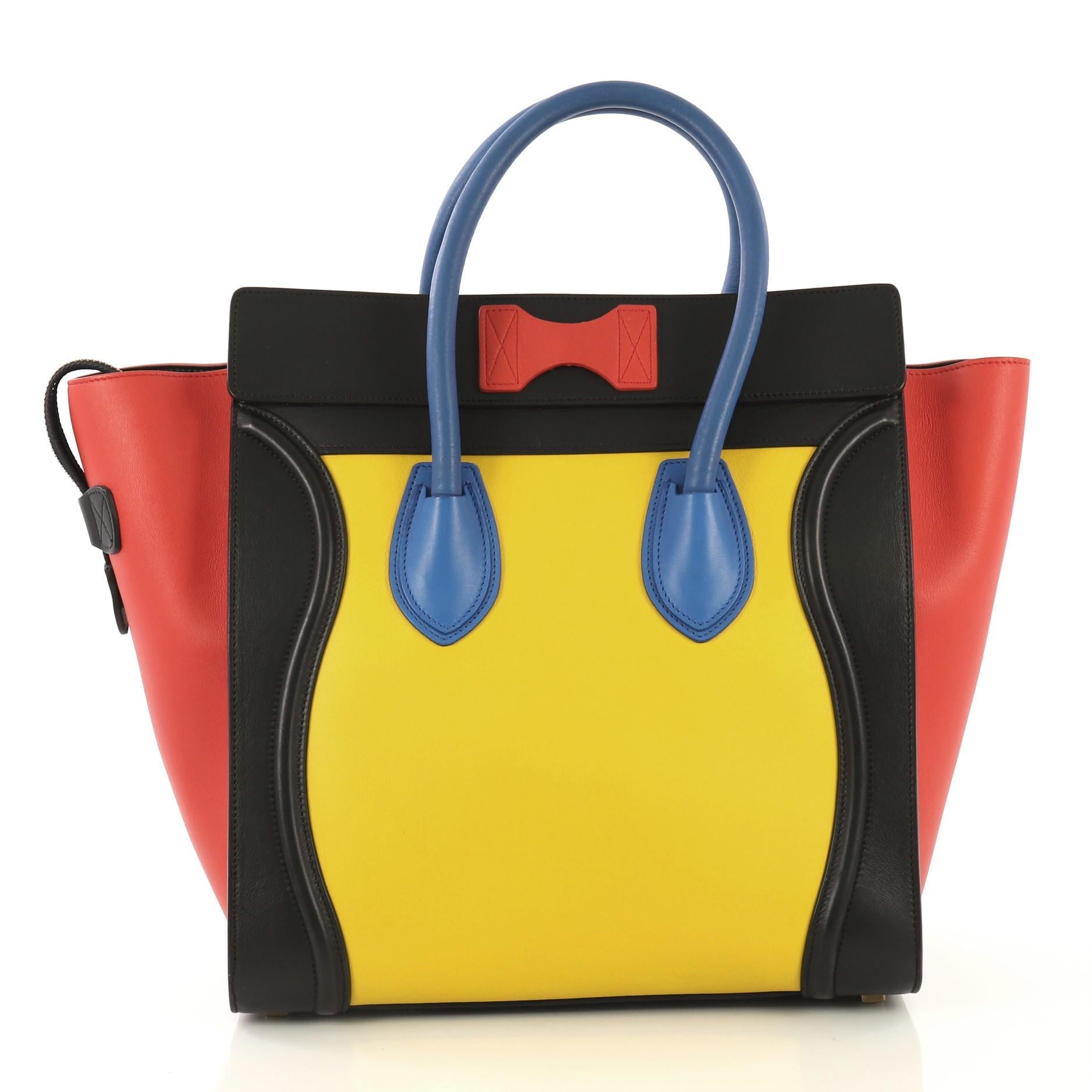 Black  Celine Multicolor Luggage Handbag Leather Mini