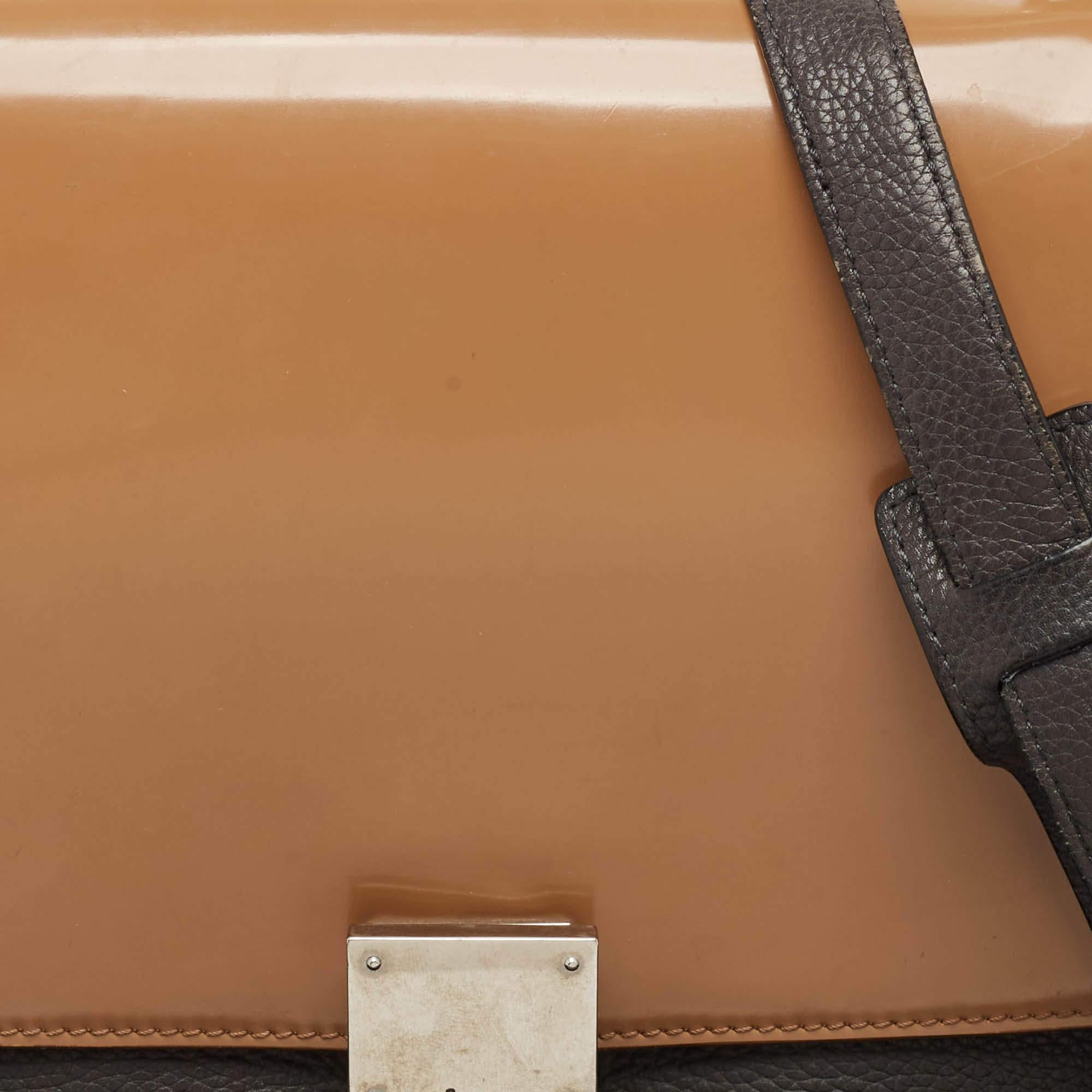 Women's Celine Multicolor Nubuck  Patent and Leather Small Trapeze Top Handle Bag