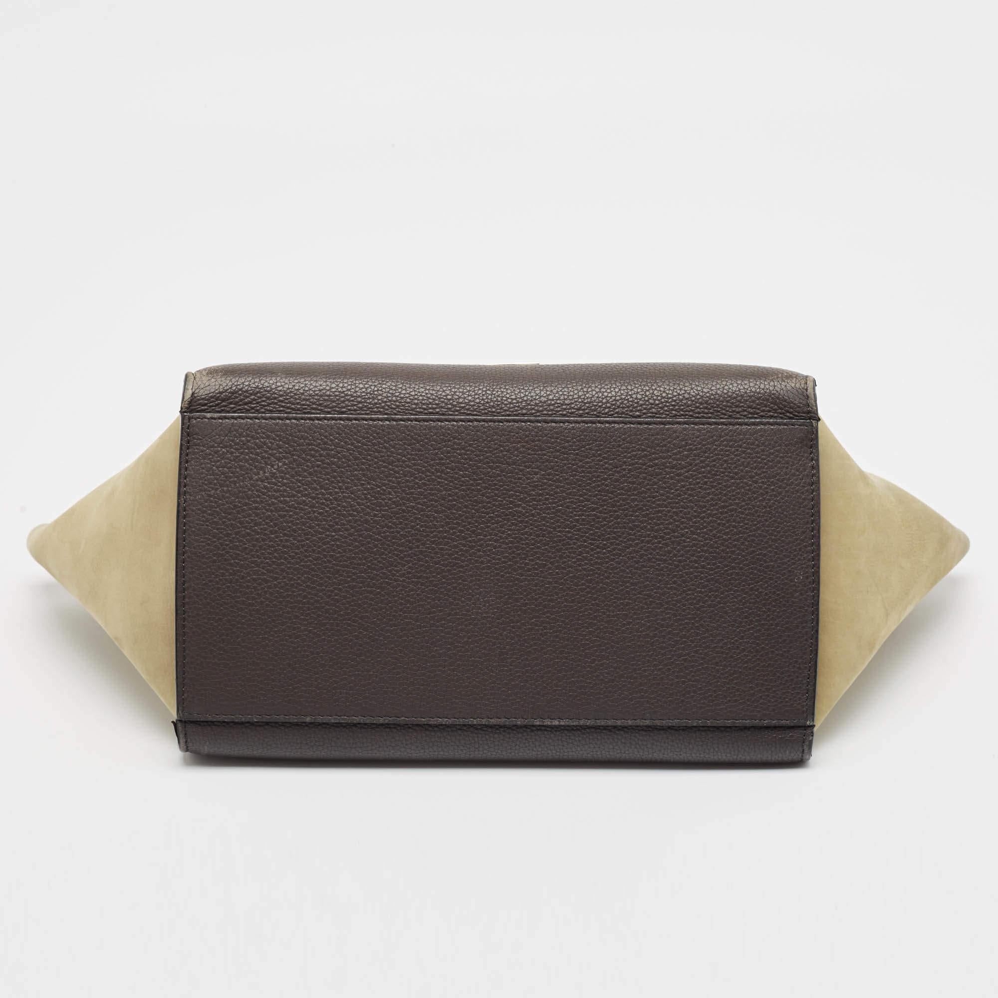 Celine Multicolor Nubuck  Patent and Leather Small Trapeze Top Handle Bag 4