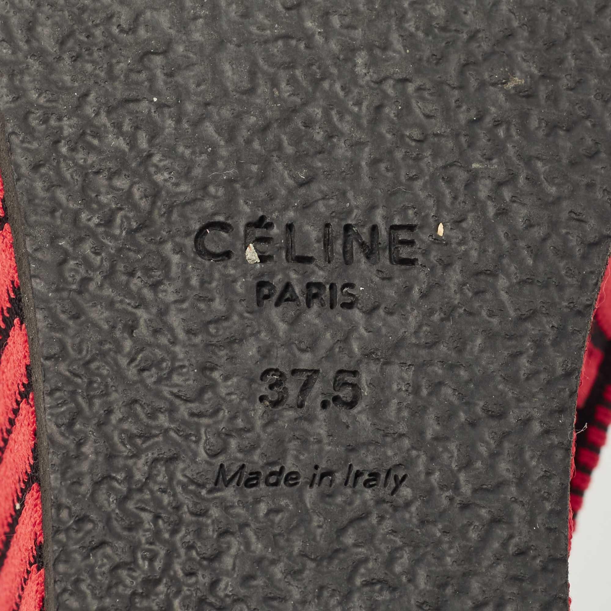 Celine Multicolor Patent and Raffia Wedge Striped Sandals Size 37.5 3