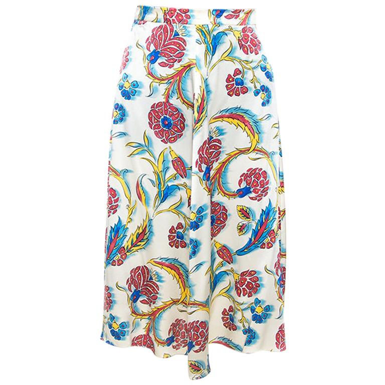 Celine Multicolor Printed Silk A-Line Skirt S