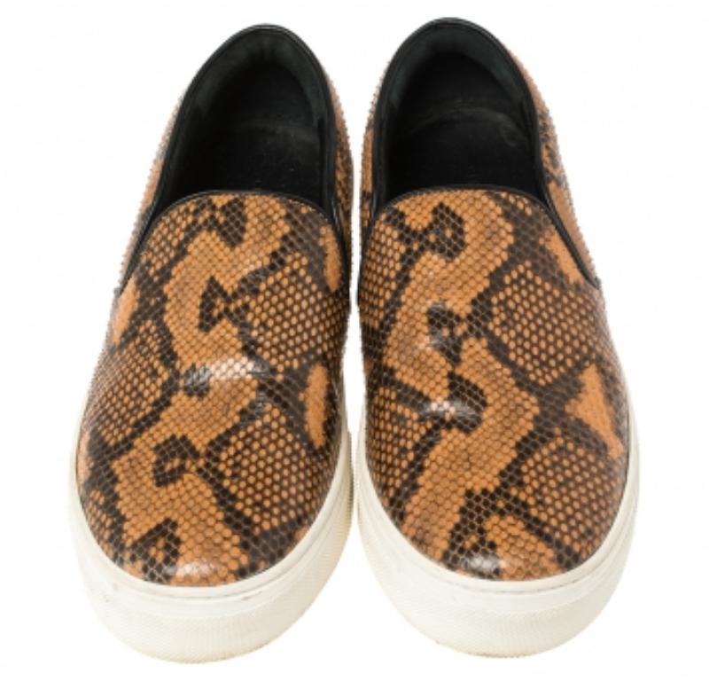 Celine Multicolor Python and Leather Slip On Sneakers Size 38 For Sale 1