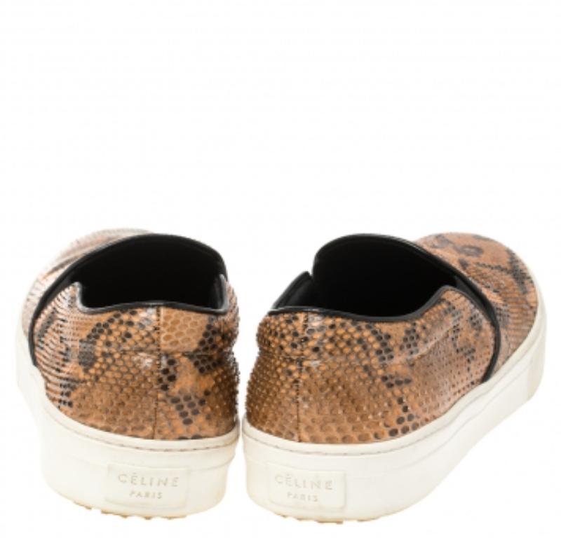 Celine Multicolor Python and Leather Slip On Sneakers Size 38 For Sale 2