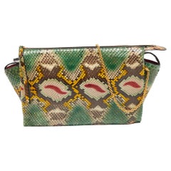 Celine Multicolor Python Clutch On Chain