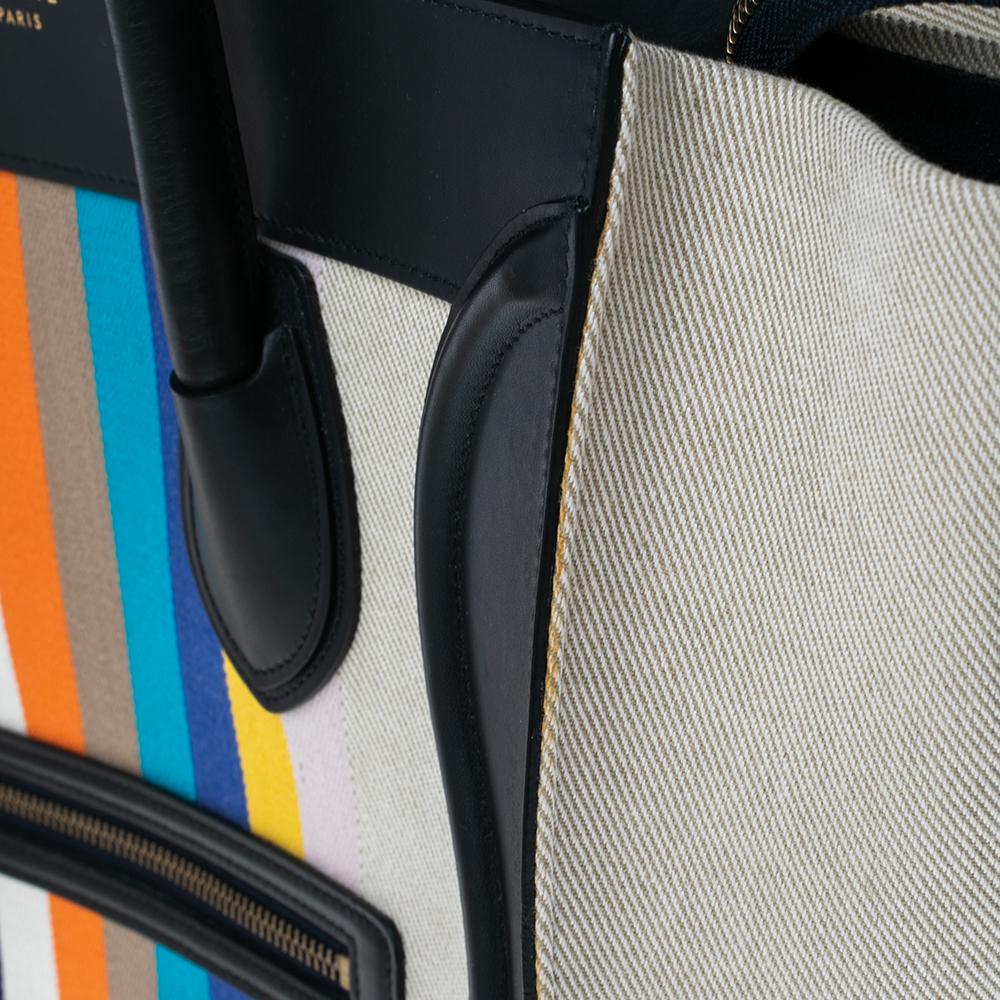 Celine Multicolor Stripe Canvas and Leather Mini Luggage Tote 2