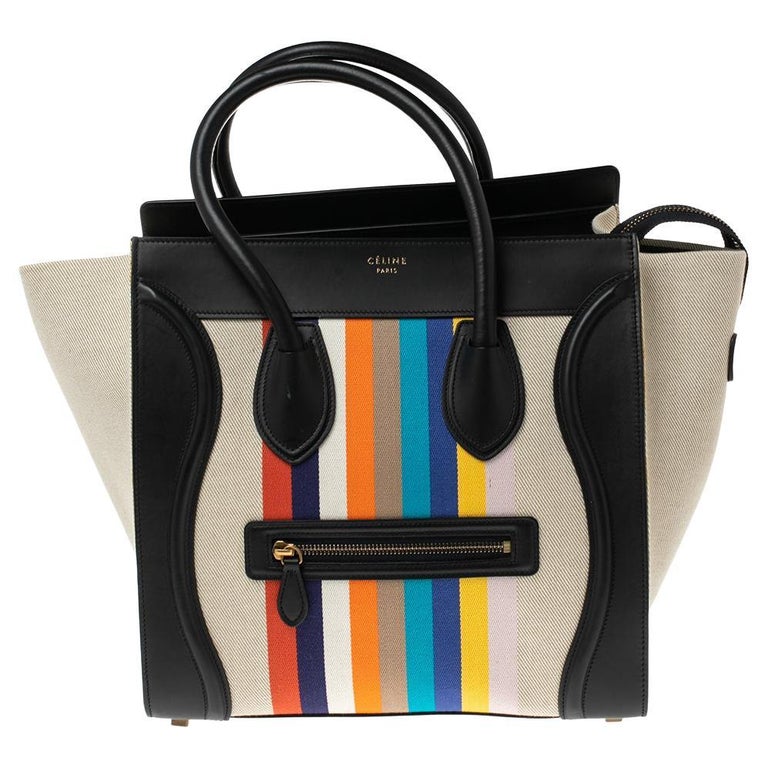 Celine Multicolor Stripe Canvas and Leather Mini Luggage Tote at