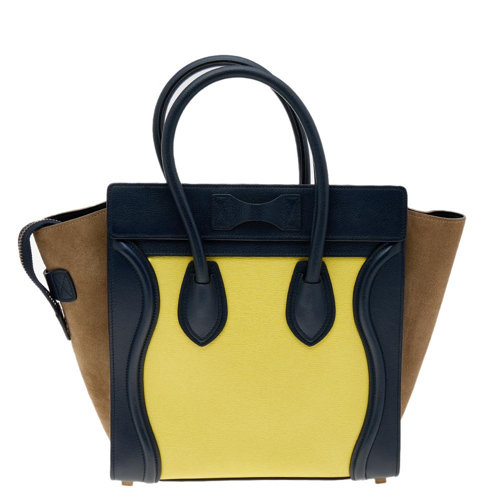 Celine Multicolor Suede And Leather Micro Luggage Tote 4