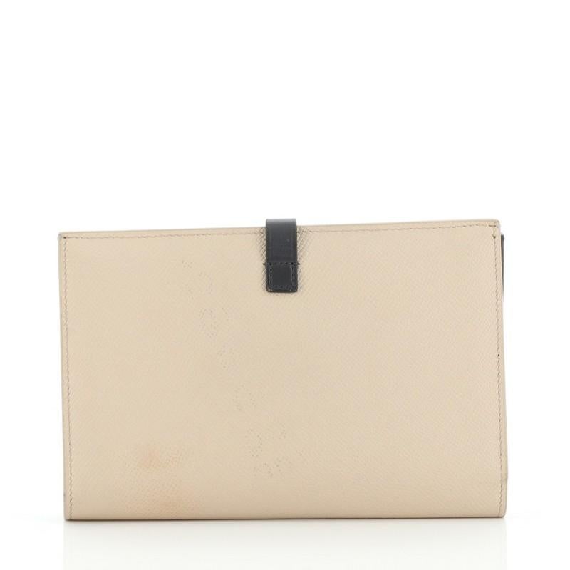 Beige Celine Multifunction Strap Wallet Leather Large