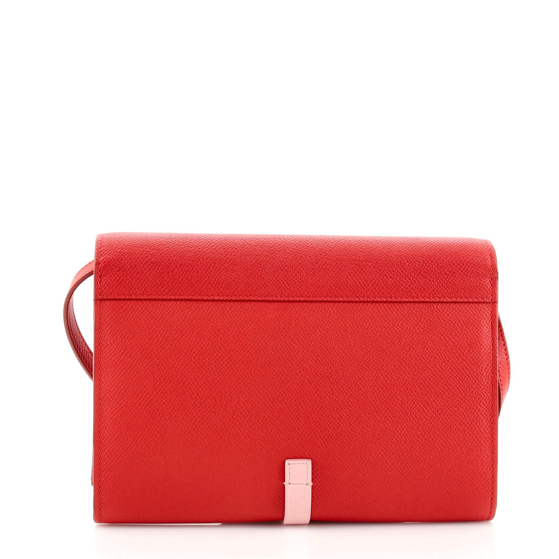 Red Celine Multifunction Wallet Strap Clutch Leather