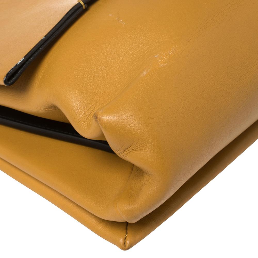 Celine Mustard/Black Leather Blade Flap Bag 7