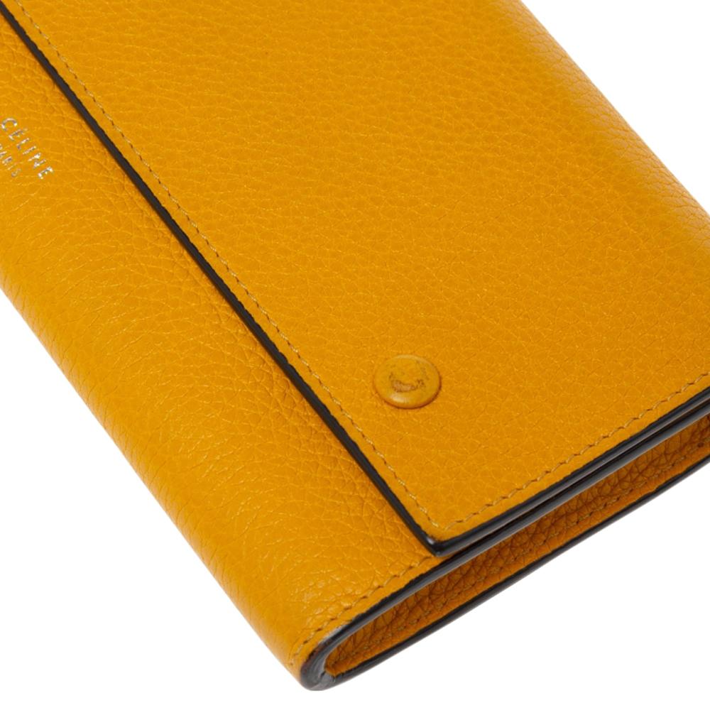 Celine Mustard Leather Multifunction Flap Wallet 3