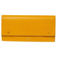 Celine Mustard Leather Multifunction Flap Wallet