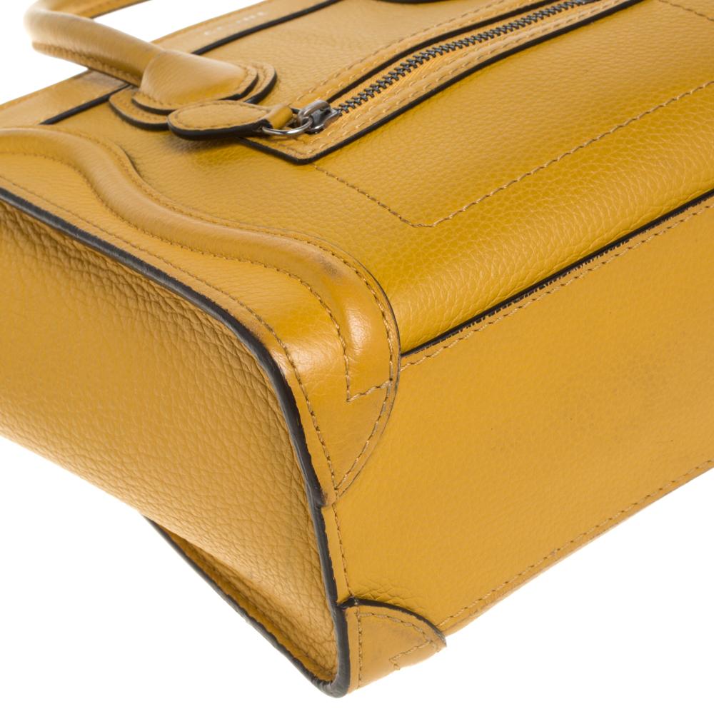 Celine Mustard Leather Nano Luggage Tote 6