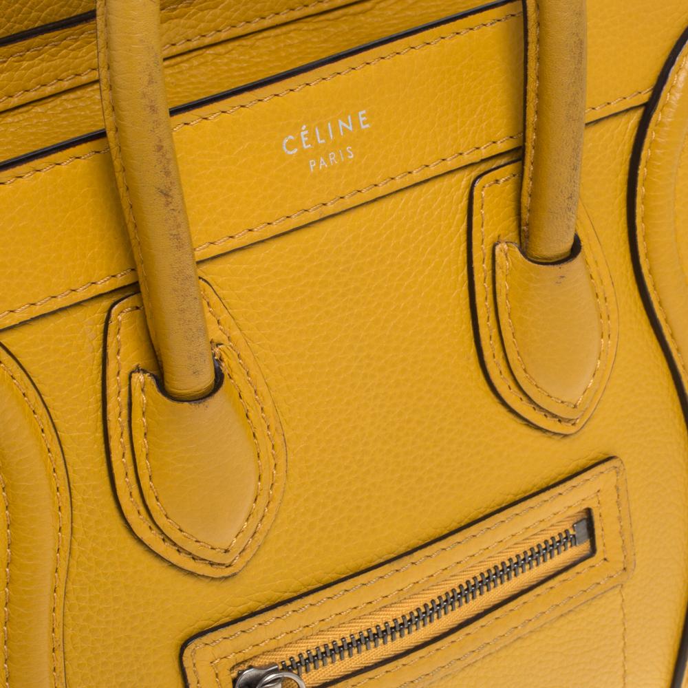 Celine Mustard Leather Nano Luggage Tote 1