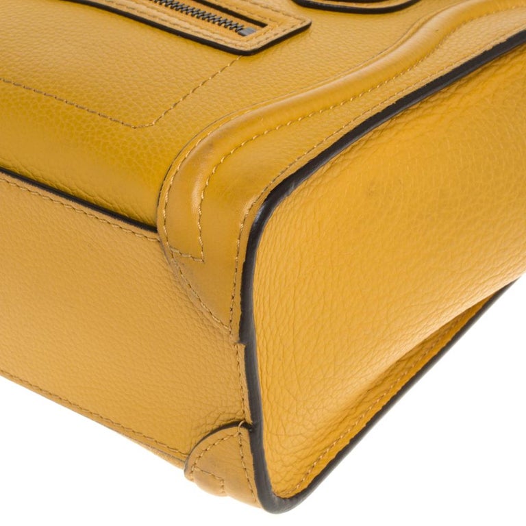 Celine Mustard/Black Leather Nano Luggage Tote Celine
