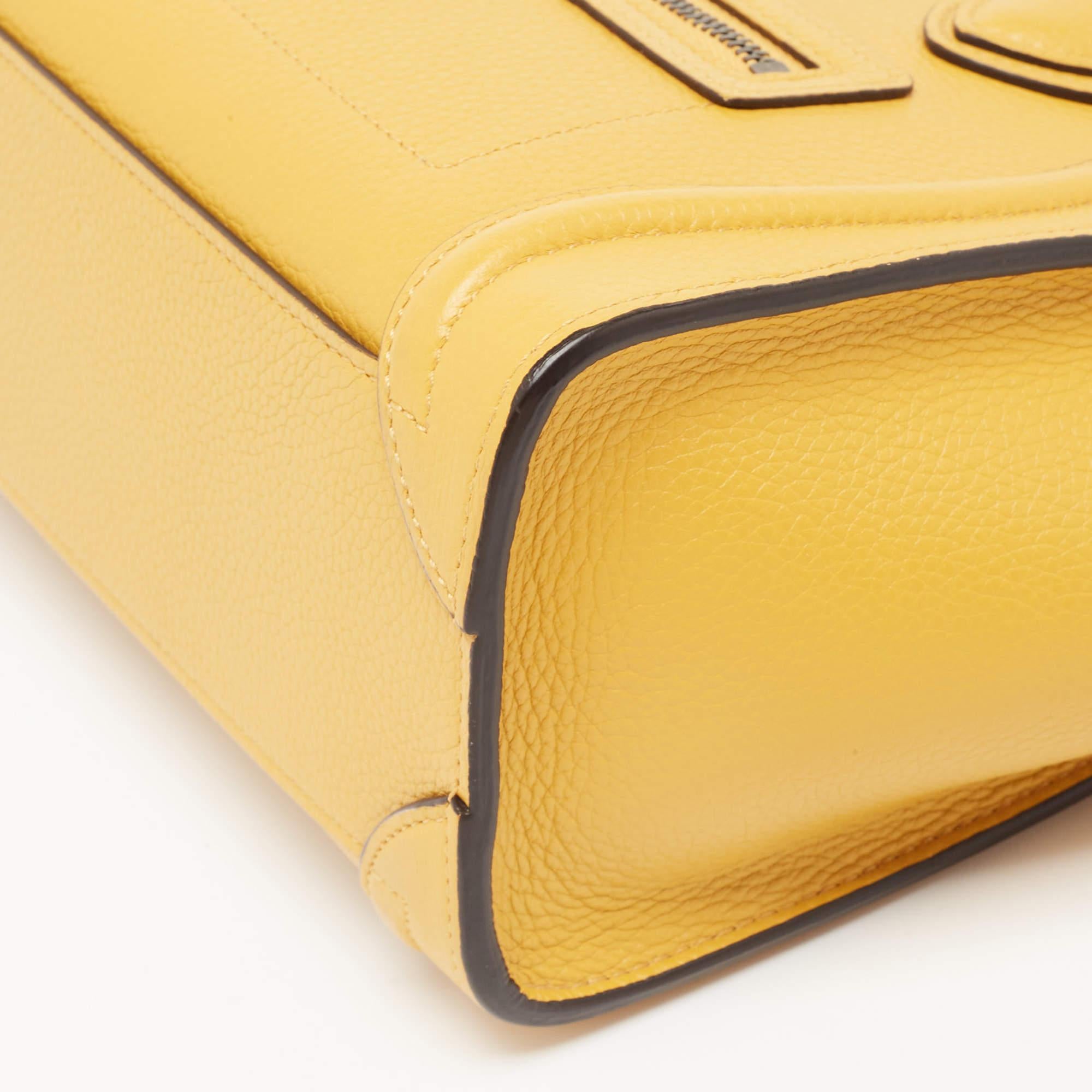Céline Mustard Leather Nano Luggage Tote For Sale 3