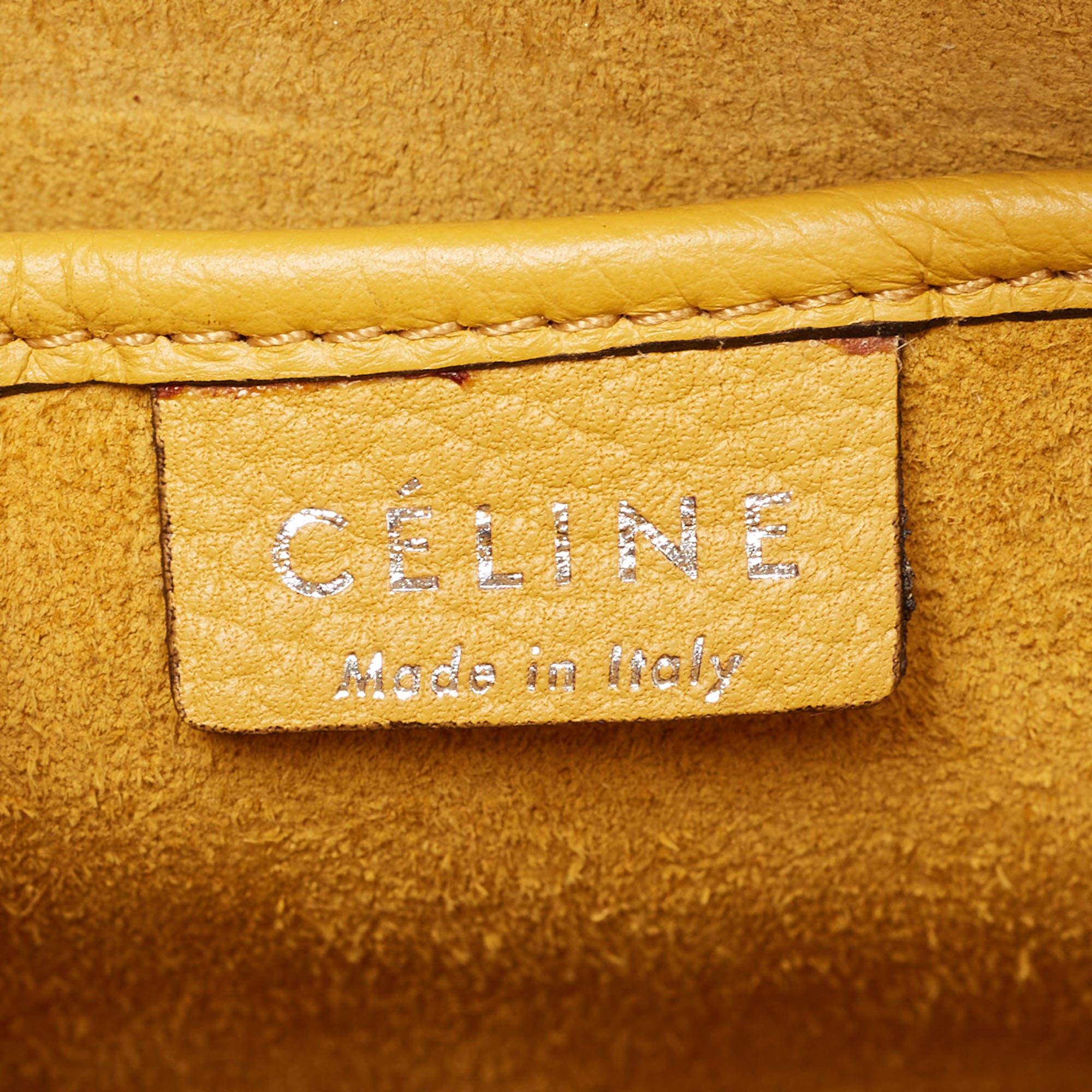 Céline Mustard Leather Nano Luggage Tote For Sale 2