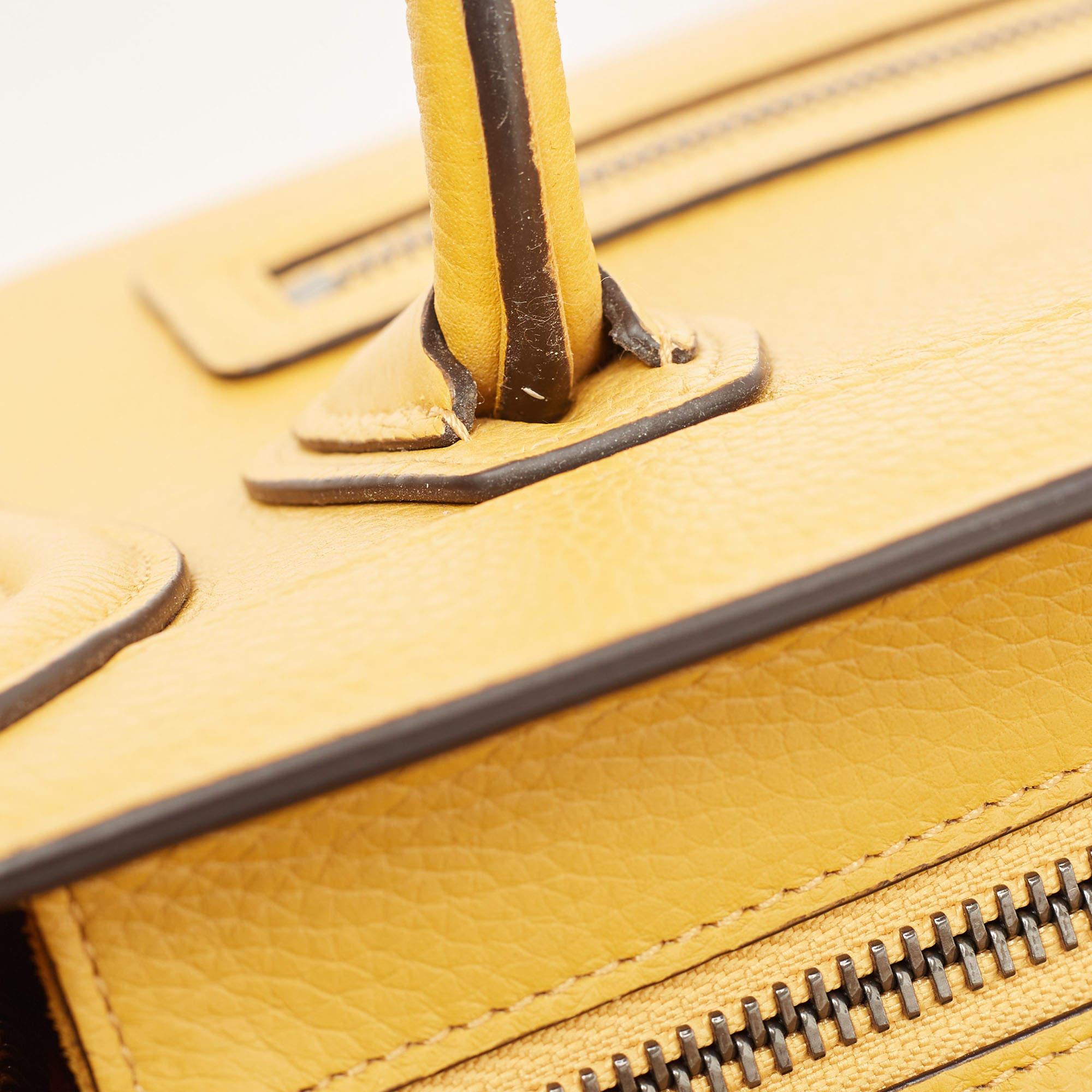 Céline Mustard Leather Nano Luggage Tote For Sale 4
