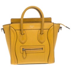 Celine Mustard Leather Nano Luggage Tote